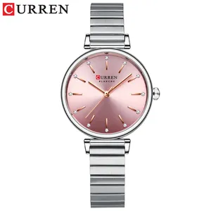 CURREN Watch 9081 Charming Women's Quartz Wristwatches with Rhinestones Stainless Steel Clock Relojes Para Mujer