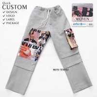 Nouveau design – Pantalon streetwear léger pour homme, taille mi-haute, style hip-hop, avec patchs tapisserie et motif tissé