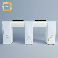 Pédicure prêt à expédier paquet de bureau à ongles avec de beaux bureaux à ongles meubles pour taille personnalisée blanc Double ongles Table Salon