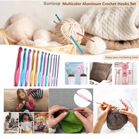 Sunloop PM08 2-8mm 12 Pièces Kit de Crochets Ergonomiques en Aluminium Portable Simple Ensemble d'Aiguilles à Tricoter Fil à Tricoter Multicolore