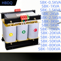 Transformateur d'isolement sec de haute qualité SBK-2KW/20KW triphasé basse tension 380V vers 220V élévateur/abaisseur