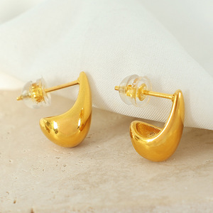 Teardrop <b>Stud</b> <b>Earrings</b> For Women Zinc Alloy Minimalist Design Fashion Jewelry - Product Image 4