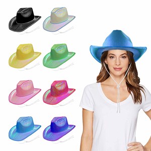 Sombreros de Vaquero y Vaquera con Luces LED de Neón Estilo Western, Accesorios Festivos y Divertidos para Fiestas, Sombreros para Adultos - Product Image 1