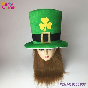 Mũ Nhung Shamrock Với Ria Mép Xanh St. Patricks Ngày Đảng Phụ Kiện Leprechaun Mũ Và Râu Cho Người Lớn - Product Image 5