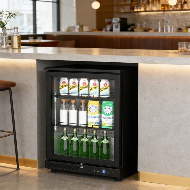 Commercial Beer Bottle Display Cooler Single Glass Door Counter Table Top Mini Bar Refrigerator