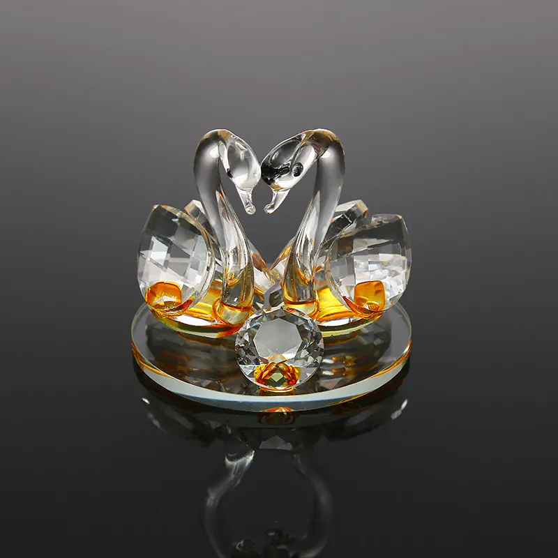 CJ-Custom Handmade Lovely Wedding Gifts or Favors Small Crystal Couple Swan Figurines