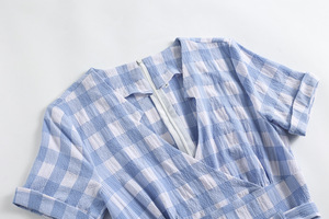 <span class=keywords><strong>Hepburn</strong></span> rétro à manches courtes grande balançoire <span class=keywords><strong>robe</strong></span> d'été 50s 60s britannique Vintage femmes bleu robes à carreaux <span class=keywords><strong>Robe</strong></span> Femme - Product Image 3