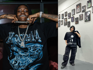 T-shirt da uomo con stampa moto da <span class=keywords><strong>corsa</strong></span>, vestibilità ampia oversize, in cotone nero effetto distressed a maniche corte - Product Image 6