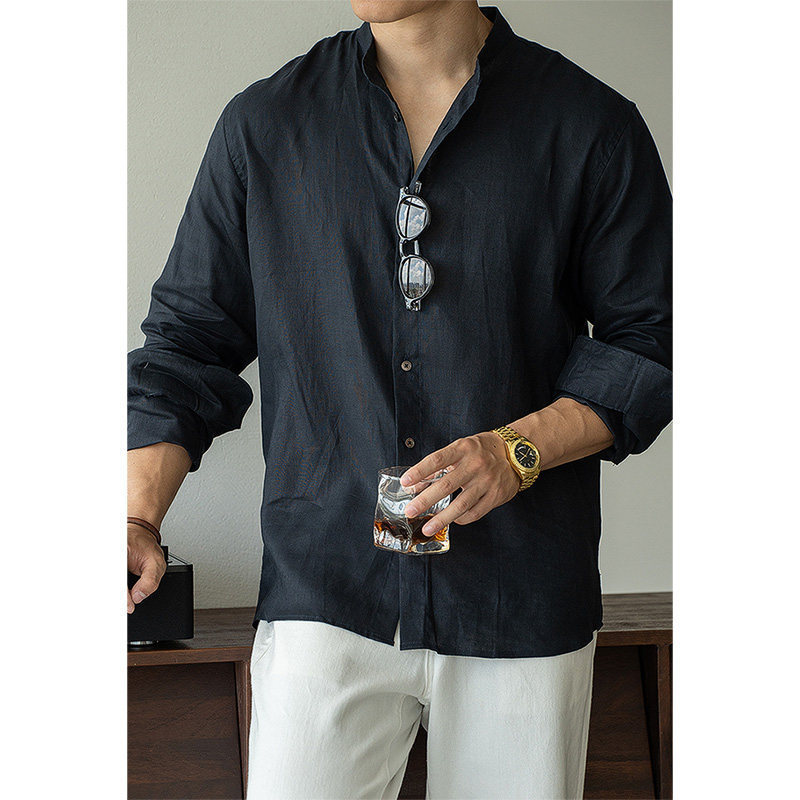 Dark Blue Stand-Up Collar