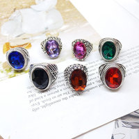 Vintage-Ring im französischen Stil mit roten Amethysten, Achat und Rubin für Damen, Kristall-Edelstein-Ring für Cocktailpartys