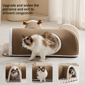 Factory Direct Winter Einteiliger Katzen bett Cave <span class=keywords><strong>Dog</strong></span> Tunnel Verstecken des Rentier Tragbarer wasch barer Memory Foam-Schwamm - Product Image 5