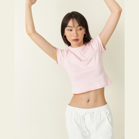 T-shirt mini pour femme, style streetwear, coupe ajustée, été, 180 GSM, 100% polyester, doux, léger, maille brodée, patchs boutonnés, anti-rétrécissement