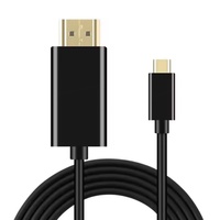 Cable Tipo-C de Alta Calidad de 1.8m, 4K HD, Macho a Macho, Conectores Dorados, Conductor de Cobre Estañado, Revestimiento de PVC, Blindaje Trenzado, Color Negro