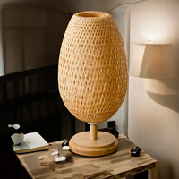 Lampe de table Joyinled, lampe de bureau décorative vintage en bois, lampe de chevet rustique avec base antidérapante pour chambre à coucher