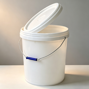 Heavy Duty Round Plastic Pail Equipped with Metal Handle Airtight Reusable Storage Container for Food <b>Paint</b> Cleaning Products - Product Image 1