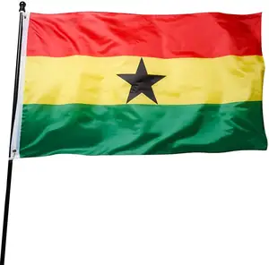 Быстрая доставка 3x5 футов полиэстер Новый Гана Национальный Печатный флаг баннер