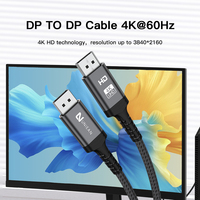 1m 2m 3m Câble DP à DP 1.2 Displayport à Displayport Coque en alliage d'aluminium Câble 4K tressé à la mode pour moniteur d'ordinateur HDTV