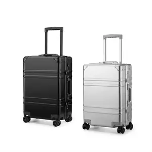 2024 élégant argent valise TSA serrure 360 degrés roulant tout aluminium valise