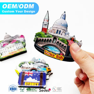 Pegatinas magnéticas de regalo de viaje, recuerdos personalizados, cúpula epoxi, madera, Mdf, imán de nevera, papel de aluminio dorado, imanes de nevera de madera - Product Image 1