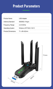 Dual Band USB3.0 Wifi 1200Mbps Adapter 2.4Ghz 5Ghz Wifi Với 4 Antenna PC Mini Máy Tính Wifi Tín Hiệu Extender Bw11 - Product Image 4