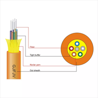 Cable de Fibra Óptica FTTH GJFJV Gjfjh Multimodo para Interiores de 2, 4, 6, 8, 12 y 24 Núcleos