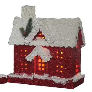 holiday wooden Christmas house village with led mini house with lights christmas tower house shaped wood