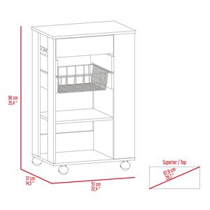 Chariot de cuisine noir en wengue à 5 étagères et 1 tiroir avec plateau en chêne clair, design moderne pour le rangement de la cuisine - Product Image 6