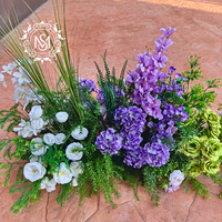 Centre de table floral artificiel blanc et vert style frais, arrangement floral pour table de mariage et décoration de fête