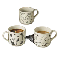 Mug en porcelaine de style rétro japonais, compatible lave-vaisselle et micro-ondes, 301-400 ml, simple et créatif, à parois droites, pour latte art et café