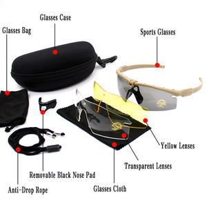 JSJM نظارات ركوب رياضية خارجية Z87 نظارات تكتيكية CS لعبة اطلاق النار نظارات 3 عدسات مجموعة سوداء - Product Image 3