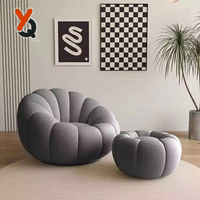 Fauteuil de relaxation pivotant en velours de qualité supérieure, modèle citrouille, inclinable, avec housse amovible, compact, monoplace, pour salon moderne