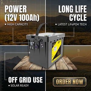 Paket Baterai LiFePO4 100Ah DC 12V Isi Ulang Sel Lithium Handal dan Stabil untuk Pasokan Listrik Umum - Product Image 1