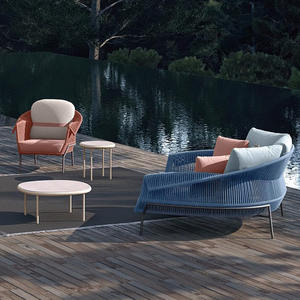Ensemble <span class=keywords><strong>de</strong></span> meubles d'extérieur en rotin tressé en alliage d'aluminium, résistant à la pluie, au soleil et à la corrosion, mobile, style nordique, pour jardin et cour - Product Image 1