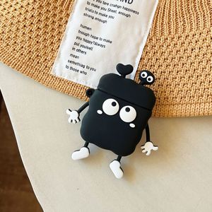 For Apple Wireless <strong>Earphone</strong> for Airpods 1 2 Charging Box Silicone Case Cartoon <strong>Cute</strong> Coal Ball Design Protective Cover with Strap - Product Image 2