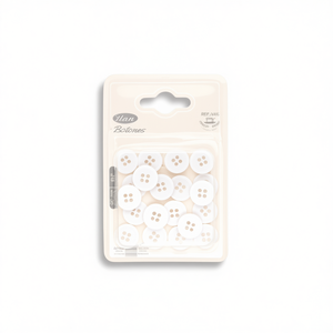 Bottoni bianchi Ilan da 15 mm a 4 fori, confezione da 24 per cucito e artigianato - Product Image 1