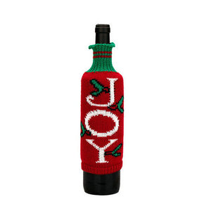 Nuevas Decoraciones Navideñas, Funda de Botella de Vino Tejida en Lana Acrílica a Rayas, Funda para Botella de Vino Tinto o Champán con Letras - Product Image 3