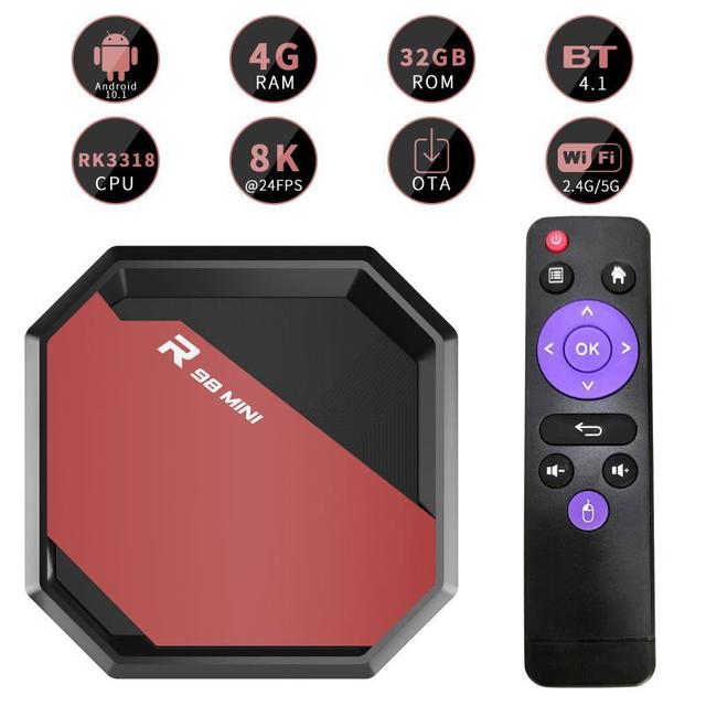 Wholesale R98 Mini TV Box RK3318 Quad Core 64bit Android 10 Factory Direct Set-top Box Multilingual Support Rockchip RK3229