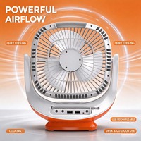 Ventilateur portable solaire moderne en plastique de 8 pouces, commande numérique, multifonctionnel, alimenté par panneau solaire, mini ventilateur de bureau portable