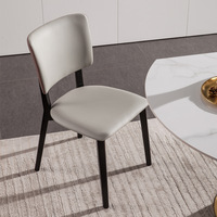 Chaise de salle à manger en bois massif, chaise à dossier pour la maison et le restaurant, style minimaliste moderne nordique, décontractée, sans accoudoirs, revêtement en cuir PU
