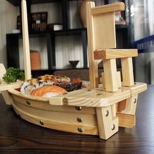 Japanisches Holz-Sushi-Boot zum Servieren von Speisen in japanischen Restaurants und Fischerei fahrzeugen - Product Image 6