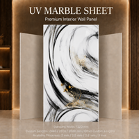 Panel de Pared de PVC con Efecto Mármol Negro, Blanco y Dorado MORLENX, Alto Brillo, Fácil de Limpiar, para Decoración de Vestíbulos