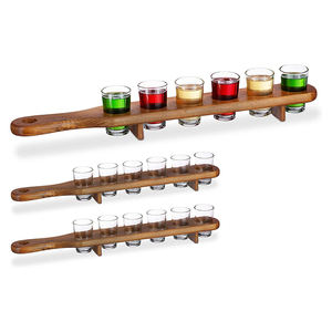 Bandeja de soporte de vaso de chupito de madera con 6 vasos de chupito de vuelo de <span class=keywords><strong>cerveza</strong></span>, <span class=keywords><strong>Kit</strong></span> para 5oz de onza de muestra de degustación de <span class=keywords><strong>cerveza</strong></span>, accesorios para vasos - Product Image 1