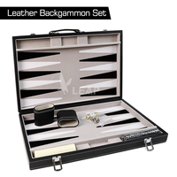 LEAP Factory Customization 43cm 17inch Leather PU Backgammon Set 29*33*6.5cm Board Pieces Jeux d'échecs personnalisables