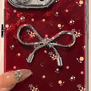 Nuova custodia per telefono rossa floreale con fiocco 3D per <span class=keywords><strong>iphone</strong></span> 16 15 14 13 <span class=keywords><strong>12</strong></span> <span class=keywords><strong>Pro</strong></span> <span class=keywords><strong>Max</strong></span> 11 XR <span class=keywords><strong>Cover</strong></span> <span class=keywords><strong>Cover</strong></span> morbida per ragazza - Product Image 3