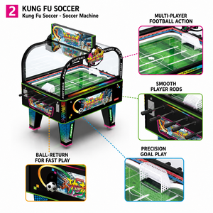 Tavolo da Calcio Balilla Commerciale Multigiocatore Kung <span class=keywords><strong>Fu</strong></span> con Illuminazione a LED, Macchina Arcade a Moneta per Calcio Balilla - Product Image 2