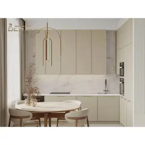 厨房石英橱柜供应商漆模块化现代木岛家具橱柜