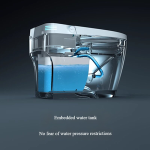 <span class=keywords><strong>WC</strong></span> intelligent moderne sans réservoir pour hôtel, avec affichage numérique noir, chasse automatique, siège de bidet chauffant, monobloc en céramique - Product Image 4