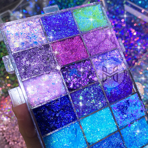Holográfica Cosmética Festival Chunky Glitter Lentejuelas Gel Sombra de ojos Crema Color personalizado, Embalaje personalizado Resaltador Paleta Húmeda - Product Image 3