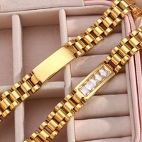 Envío Directo, Correa de Reloj de Alta Calidad con Certificación CE, Resistente al Agua, Brazalete de Acero Inoxidable Chapado en Oro de 18K con Circonitas
