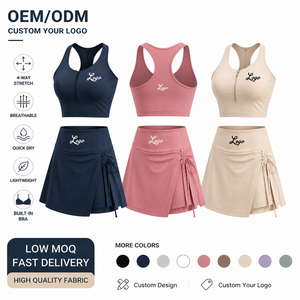 Conjunto Deportivo para <span class=keywords><strong>Mujer</strong></span>, Nuevo Modelo 2026, Cintura Alta, para Gimnasio, Yoga, Tenis, con Sujetador Deportivo de un Solo Hombro y Falda Transpirable Talla XL - Product Image 1